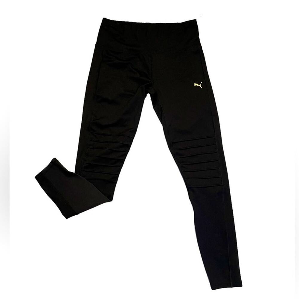 Puma Moto Leggings XL Yoga Gym Fitness Workout Mesh Panel High Rise Tight Black